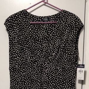 Chaps Black & White Dot Dress